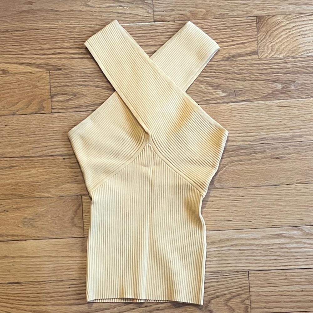 Reiss Crisscross Ribbed mustard Camisole